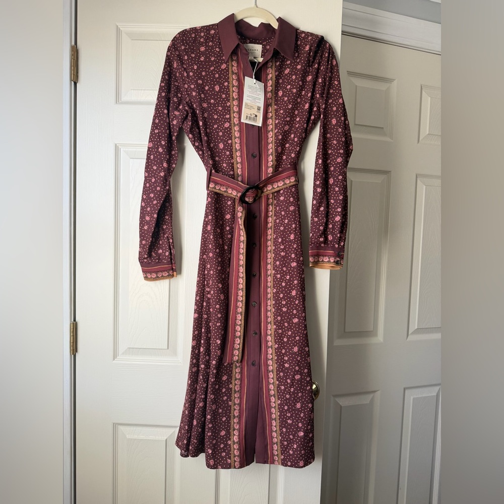 Sezane Tilia Dress Burgundy Floral Dress, size FR38 / US 6 - NWT - Picture 6 of 9